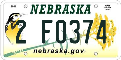 NE license plate 2F0374