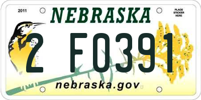 NE license plate 2F0391