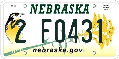 NE license plate 2F0431