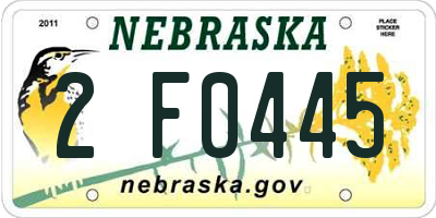 NE license plate 2F0445