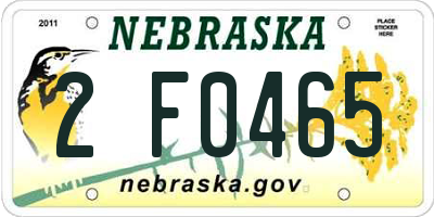 NE license plate 2F0465