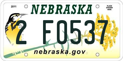 NE license plate 2F0537