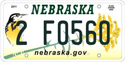 NE license plate 2F0560