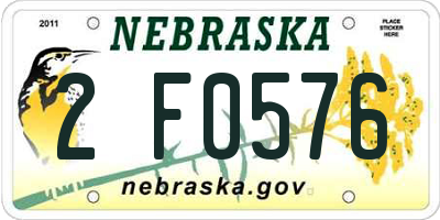 NE license plate 2F0576