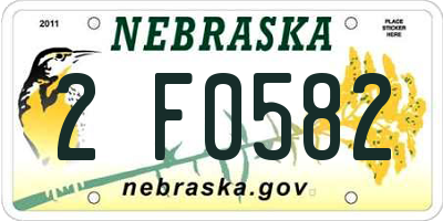 NE license plate 2F0582