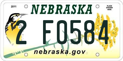 NE license plate 2F0584