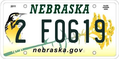 NE license plate 2F0619