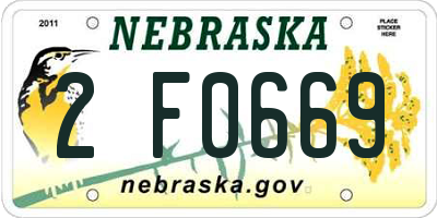 NE license plate 2F0669
