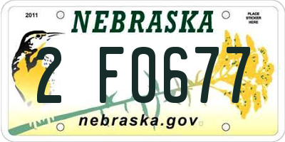 NE license plate 2F0677