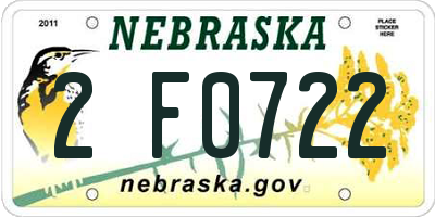NE license plate 2F0722