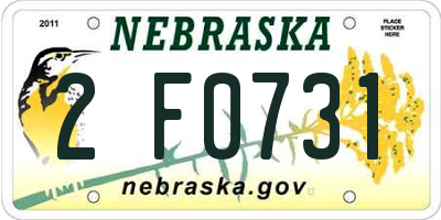 NE license plate 2F0731