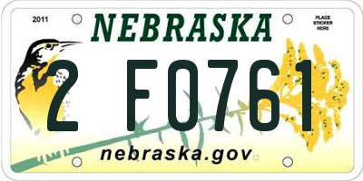 NE license plate 2F0761