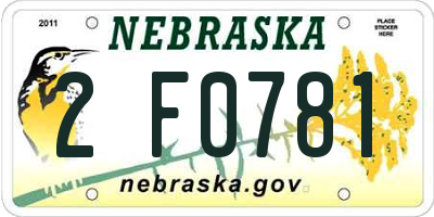 NE license plate 2F0781