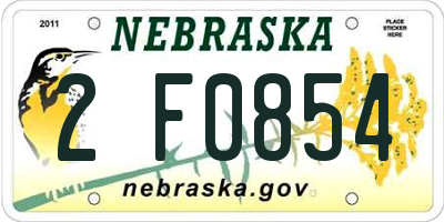 NE license plate 2F0854