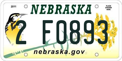 NE license plate 2F0893