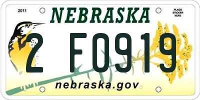 NE license plate 2F0919