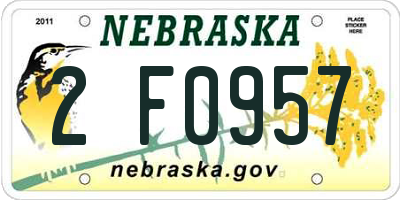 NE license plate 2F0957