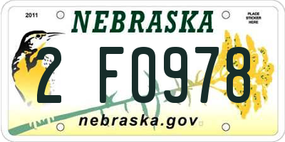 NE license plate 2F0978