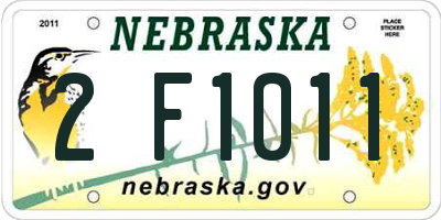 NE license plate 2F1011