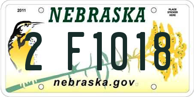 NE license plate 2F1018
