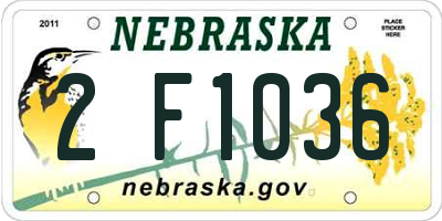 NE license plate 2F1036