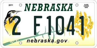 NE license plate 2F1041