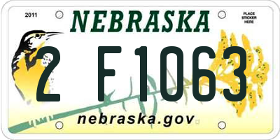 NE license plate 2F1063