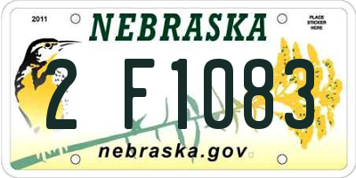 NE license plate 2F1083