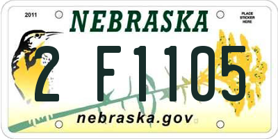 NE license plate 2F1105
