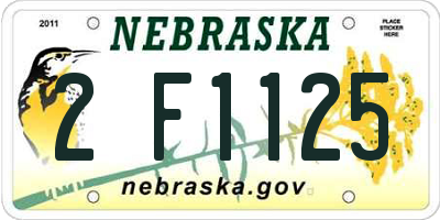 NE license plate 2F1125
