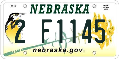 NE license plate 2F1145
