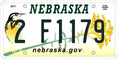 NE license plate 2F1179