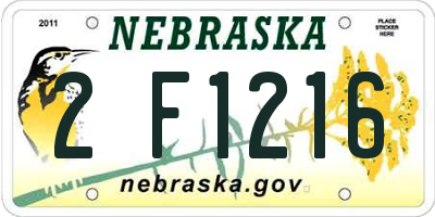 NE license plate 2F1216