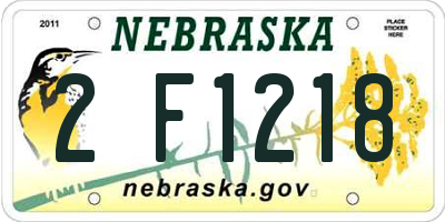 NE license plate 2F1218