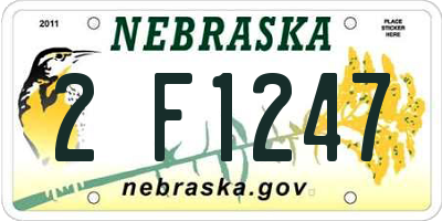 NE license plate 2F1247