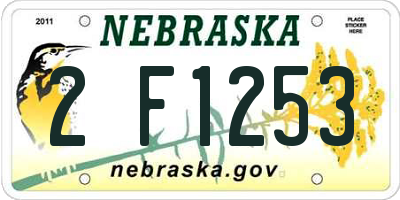 NE license plate 2F1253