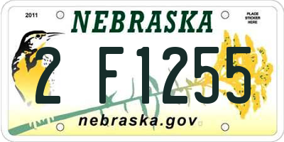 NE license plate 2F1255