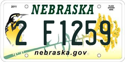 NE license plate 2F1259