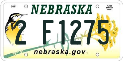 NE license plate 2F1275