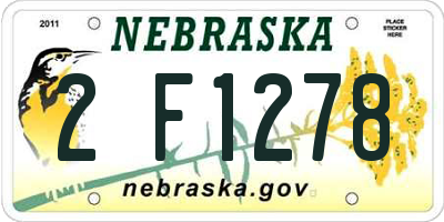 NE license plate 2F1278