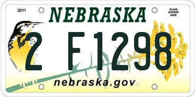 NE license plate 2F1298