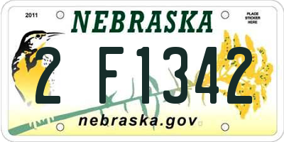 NE license plate 2F1342