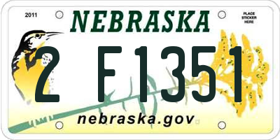NE license plate 2F1351