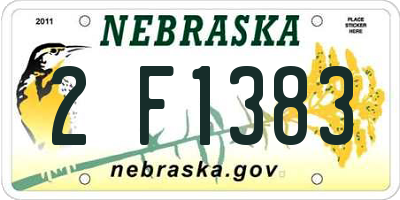 NE license plate 2F1383