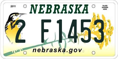 NE license plate 2F1453