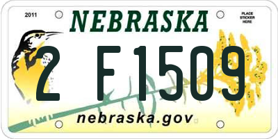 NE license plate 2F1509
