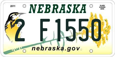 NE license plate 2F1550