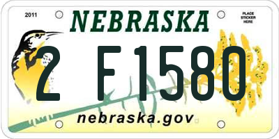NE license plate 2F1580
