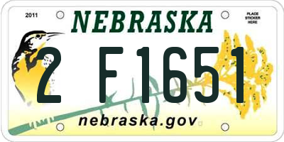 NE license plate 2F1651
