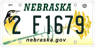NE license plate 2F1679